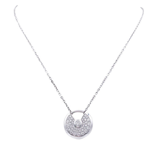 Collier Collier Cartier, "Amulette", or blanc, diamants. 58 Facettes 32992