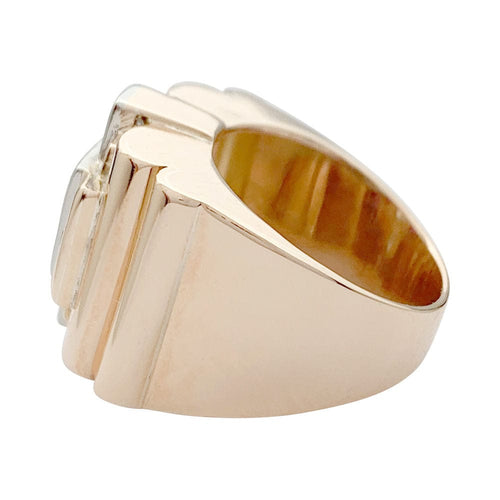 Bague 51 Bague Tank en or rose, platine, diamants et rubis. 58 Facettes 32052