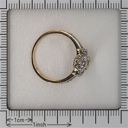 Bague 56 Charm Art Déco de Bague Vintage : platine, or jaune et diamants 58 Facettes 23360-0335