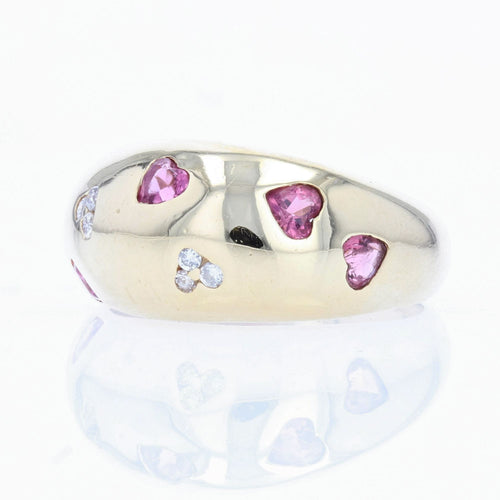 Bague 54 Bague jonc coeurs de diamants et saphirs roses 58 Facettes 21-770A