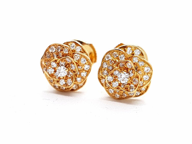 Boucles d'oreilles Boucles d'oreilles Fleur Or rose Diamant 58 Facettes 578707RV