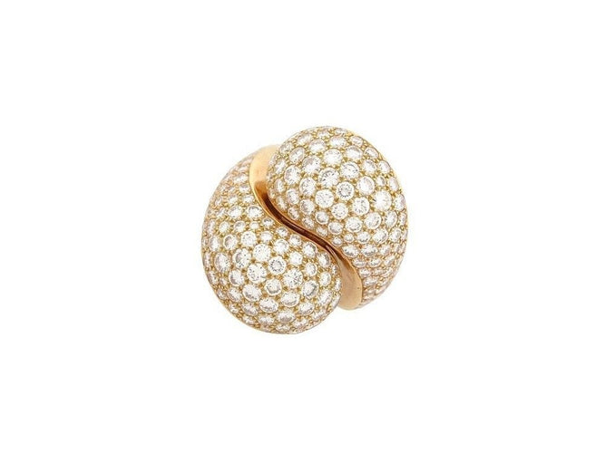 Bague 53 vintage bague CARTIER ying et yang pavage 160 diamants 5.25ct or 18k 58 Facettes 256021