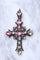 Pendentif Croix ancienne en argent, émail, et pierres du Rhin 58 Facettes