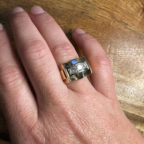 Bague 56 Bague tank 2 Ors Diamants 58 Facettes REF2330-61