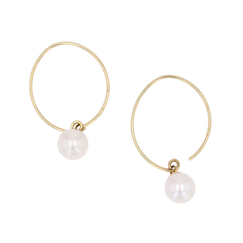 Boucles d'oreilles Créoles or jaune perle de culture 58 Facettes 16-108B