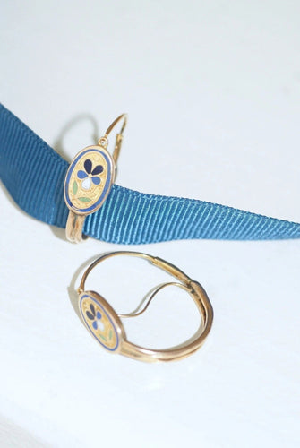 Boucles d'oreilles Boucles d'oreilles poissardes fleur émail 58 Facettes