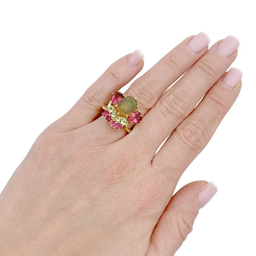Bague 57 Bague or jaune, opale, tourmalines et péridots 58 Facettes 33253