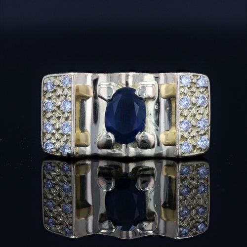 Bague 56 Bague saphir et diamants esprit tank 58 Facettes 21-221