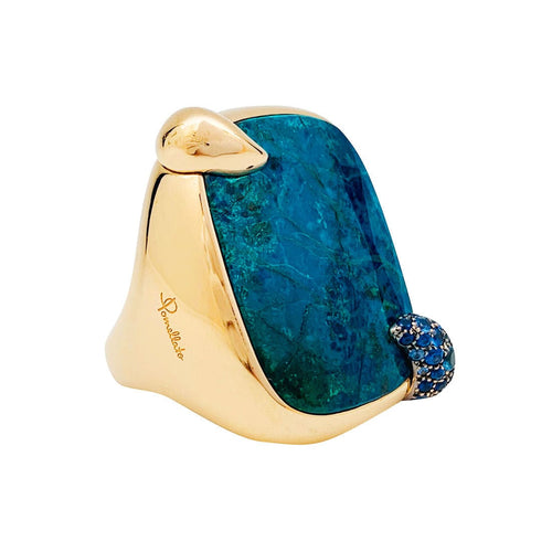 Bague 53 Bague Pomellato, "Le grand bleu", en or rose, chrysocolle et saphirs. 58 Facettes 30878