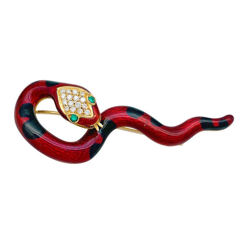 Broche Broche David Webb, "Serpent", émail, diamants et émeraudes. 58 Facettes 31590
