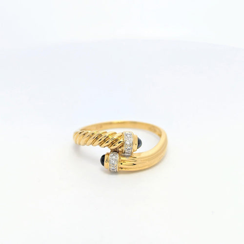 Bague Bague or jaune diamants et saphirs 58 Facettes 27302