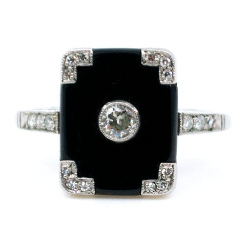Bague Bague Art Déco Onyx Diamants 58 Facettes 283515B624A545CBB2833D855843D533