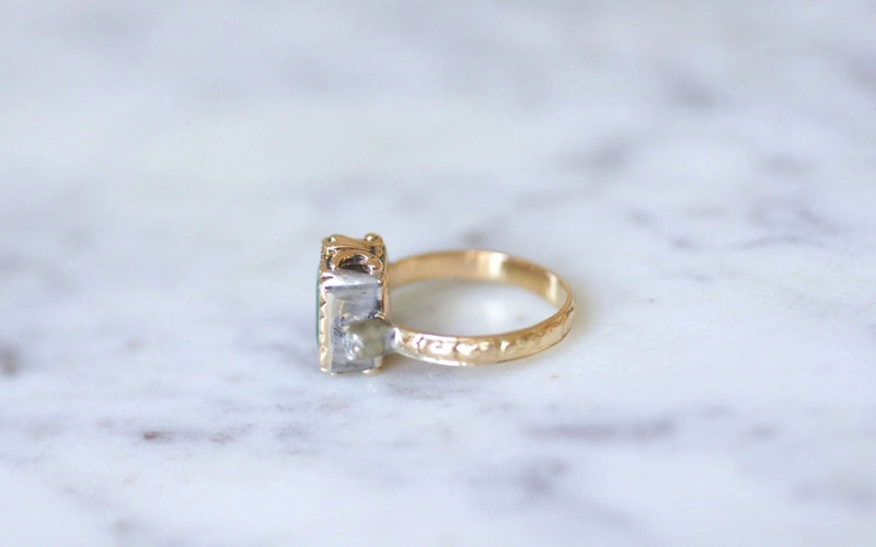 Bague Bague style Victorien émeraude et diamants 58 Facettes