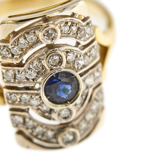 Bague 56 Bague rectangulaire Saphir Diamants 58 Facettes 29610