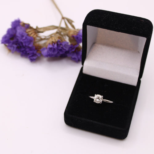 Bague Solitaire 4 griffes or blanc, diamant 58 Facettes