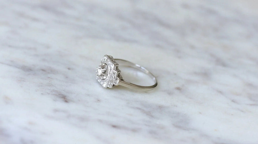 Bague Bague de fiançailles Art Deco, Diamants 58 Facettes