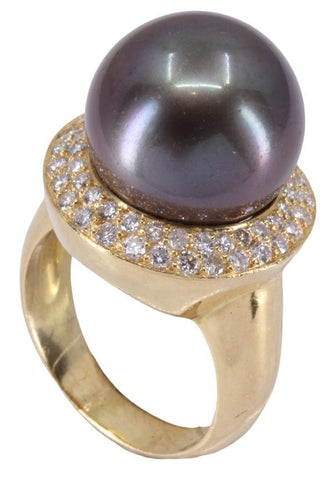 Bague 53 BAGUE PERLE DE TAHITI DIAMANTS 58 Facettes 075661