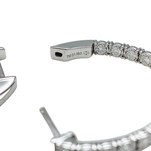 Boucles d'oreilles Créoles ovales or blanc, diamants. 58 Facettes 31003