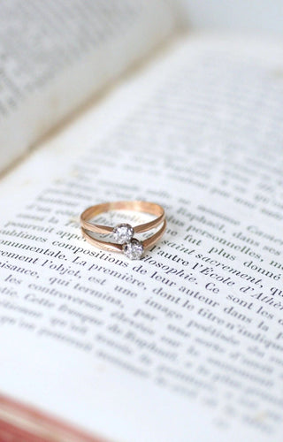 Bague Bague double anneau or rose diamants 58 Facettes