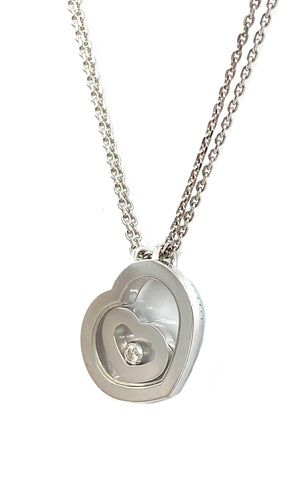 Collier Chopard. Happy Spirit, pendentif or blanc 18K et diamant 58 Facettes