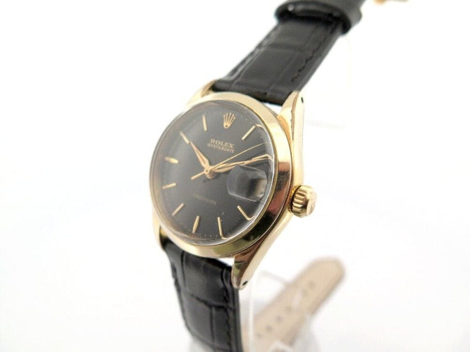 Montre vintage montre ROLEX oysterdate precision 29 mm mecanique plaque or & cuir 58 Facettes 247061
