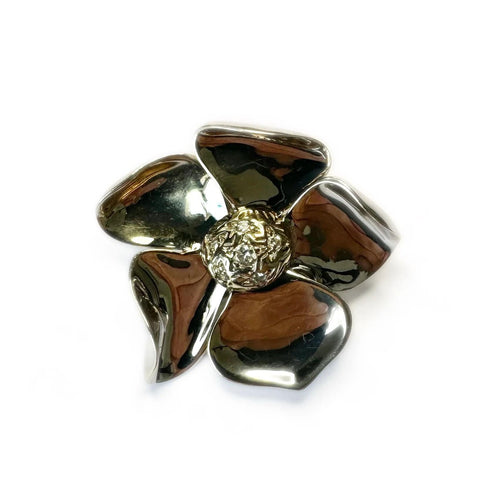 Pendentif POIRAY - Pendentif fleur Or blanc Diamant 58 Facettes REF24010-174