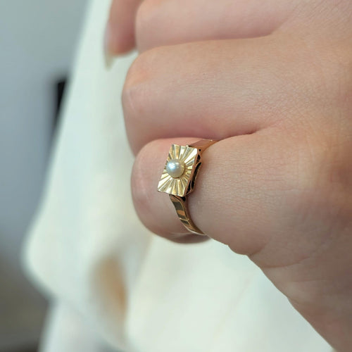 Bague Bague or rose et perle 58 Facettes 27310