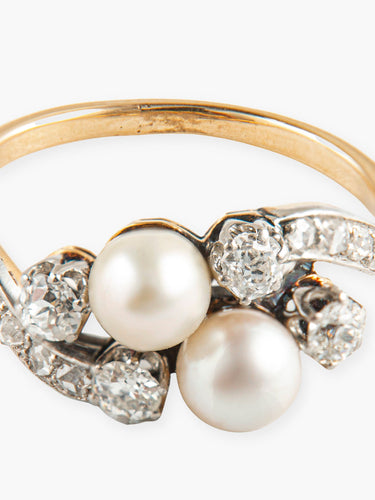 Bague 53 Bague Toi & Moi Perles et Diamants 58 Facettes