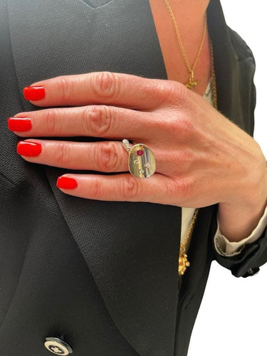 Bague BAGUE DE CRÉATEUR RUBIS ET DIAMANTS 58 Facettes 048131