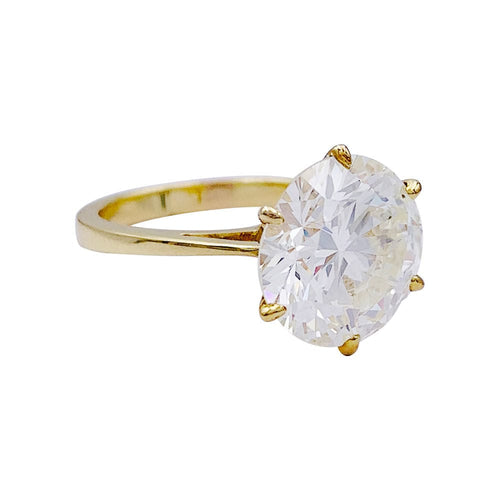 Bague 53 Solitaire en or jaune, diamant 5,77 cts. 58 Facettes 33127