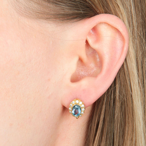 Boucles d'oreilles Or Jaune / Diamants BOUCLES D’OREILLES AIGUE MARINE & DIAMANTS 58 Facettes BO/220043