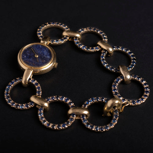 Bracelet Montre bracelet signée Alexis Barthelay or jaune et saphirs "Nuit Etoilée" 58 Facettes 302