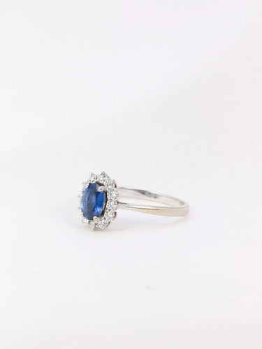 Bague Bague marguerite vintage saphir ovale diamants 58 Facettes J23
