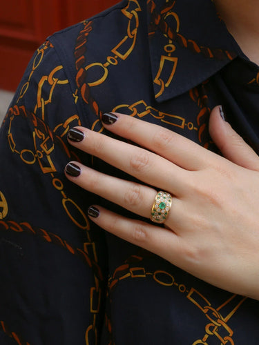 Bague Bague bandeau diamants émeraudes 58 Facettes J35