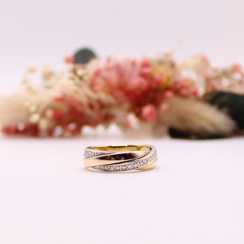 Bague Alliance effet trois ors et diamants 58 Facettes