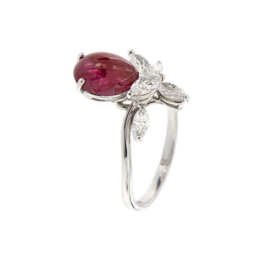 Bague 59 Bague rubis cabochon et diamants 58 Facettes 33076