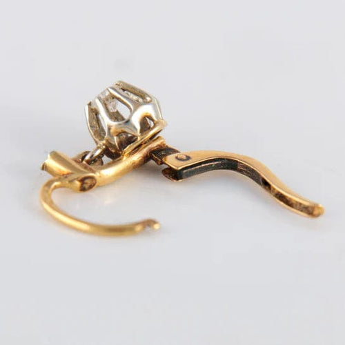 Boucles d'oreilles Dormeuses Art Déco 2 ors et pierres blanches 58 Facettes