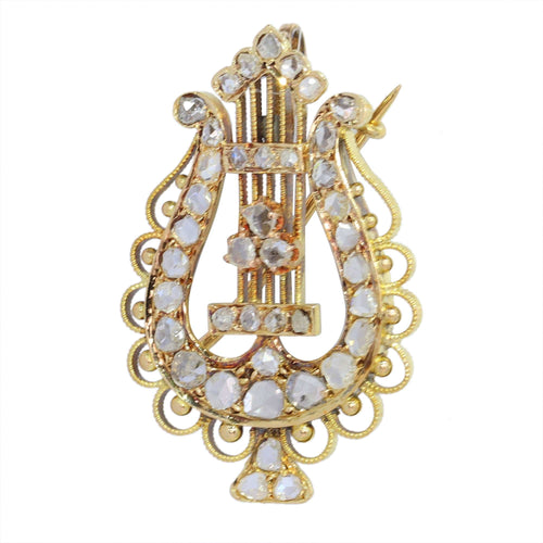 Broche Broche - Diamants et Harmonie : Broche-Pendentif Lyre Or 1870 58 Facettes 24003-0230