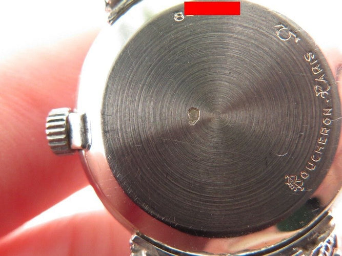 Montre vintage montre BOUCHERON mvt omega 21mm mecanique or gris 18k et diamants 58 Facettes 241077