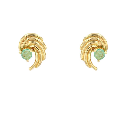 Boucles d'oreilles Puces d'oreilles or jaune émeraude d'occasion 58 Facettes 19-319