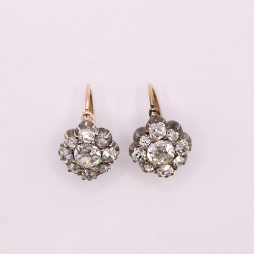 Boucles d'oreilles Dormeuses Napoléon III Diamants 58 Facettes
