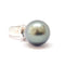 Bague Solitaire perle de Tahiti or blanc 18 carats 58 Facettes