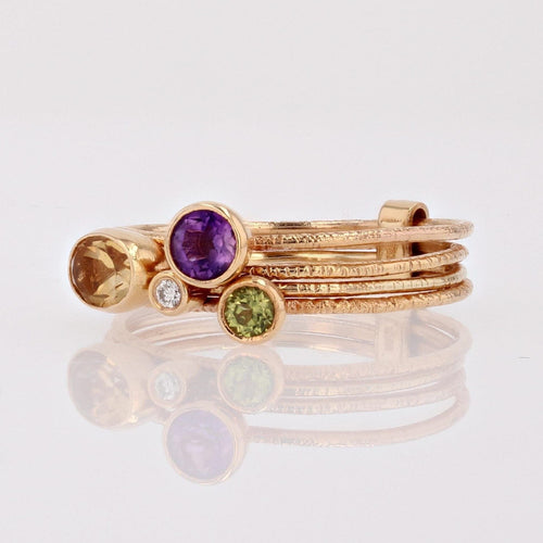 Bague 58 Bague 4 anneaux pierres fines 58 Facettes 19-661B