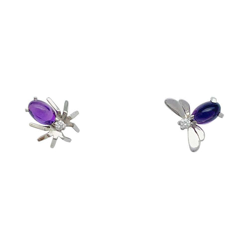 Boucles d'oreilles Boucles d'oreilles Chaumet, "Attrape-moi...si tu m'aimes", or blanc, améthystes. 58 Facettes 31527