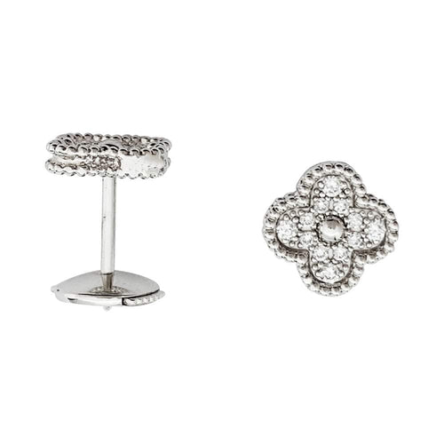 Boucles d'oreilles Boucles d'oreilles Van Cleef et Arpels "Sweet Alhambra", or blanc et diamants. 58 Facettes 31023