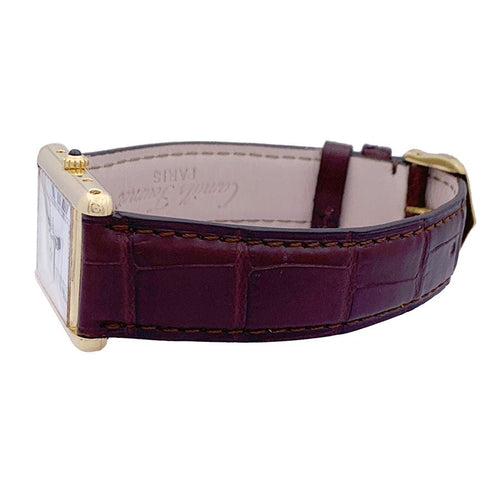 Montre Montre Cartier "Tank Louis Cartier" or jaune, cuir. 58 Facettes 33366