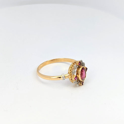 Bague Bague en or jaune diamants et grenats 58 Facettes 20164