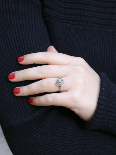 Bague 58 Bague Belle Epoque Or blanc Platine Diamants 58 Facettes J186