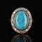 Bague 55 Bague ancienne diamants et turquoise 58 Facettes 23-143