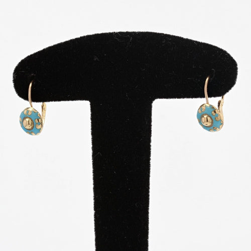 Boucles d'oreilles Petites dormeuses anciennes or et émail 58 Facettes 21-592A